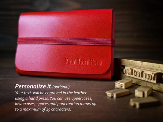 Carteira Venetian Red em couro com gravação personalizada