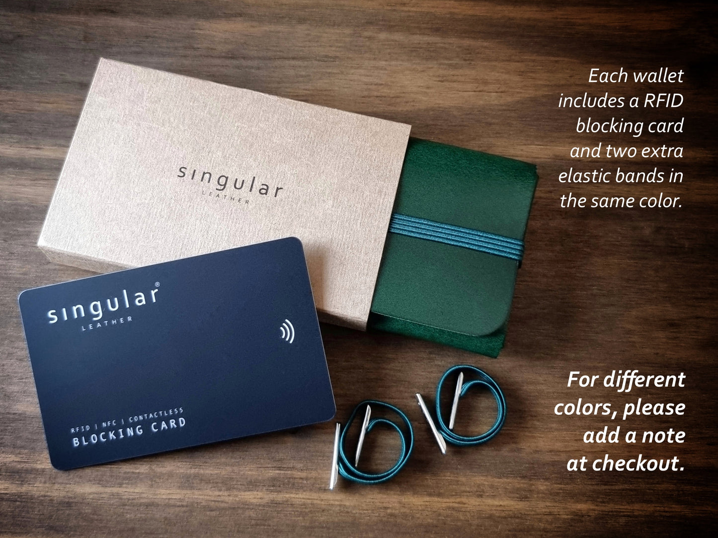 Conjunto de oferta com carteira Alpine Green, cartão RFID e caixa elegante