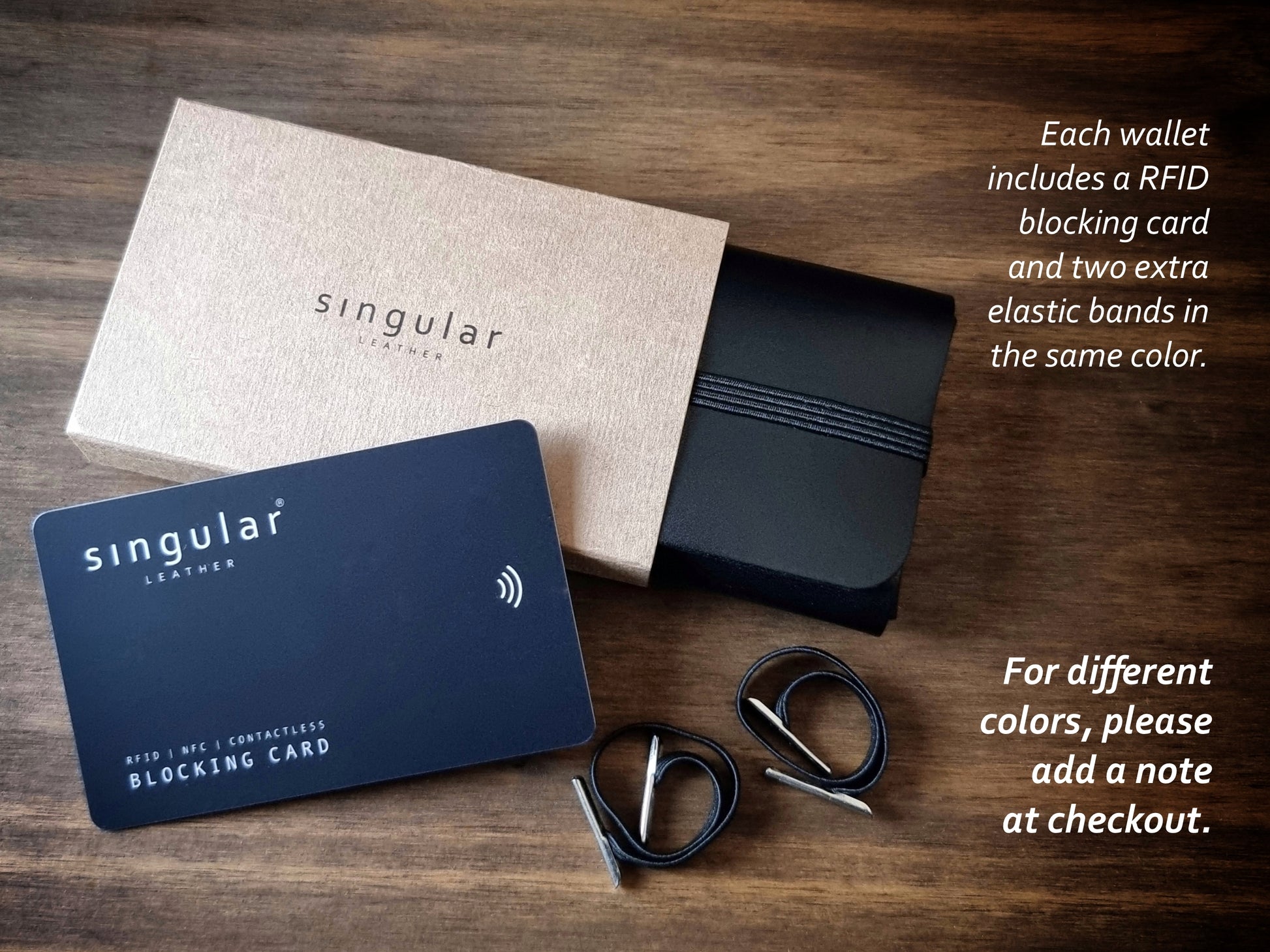 Conjunto de oferta com carteira Carbon Black, cartão RFID e caixa elegante