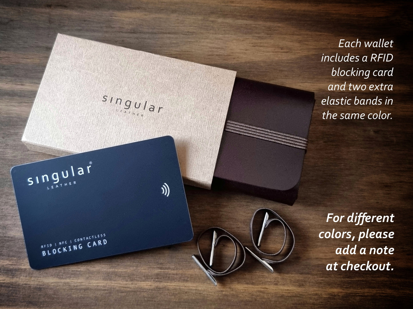 Conjunto de oferta com carteira Dark Brown, cartão RFID e caixa elegante