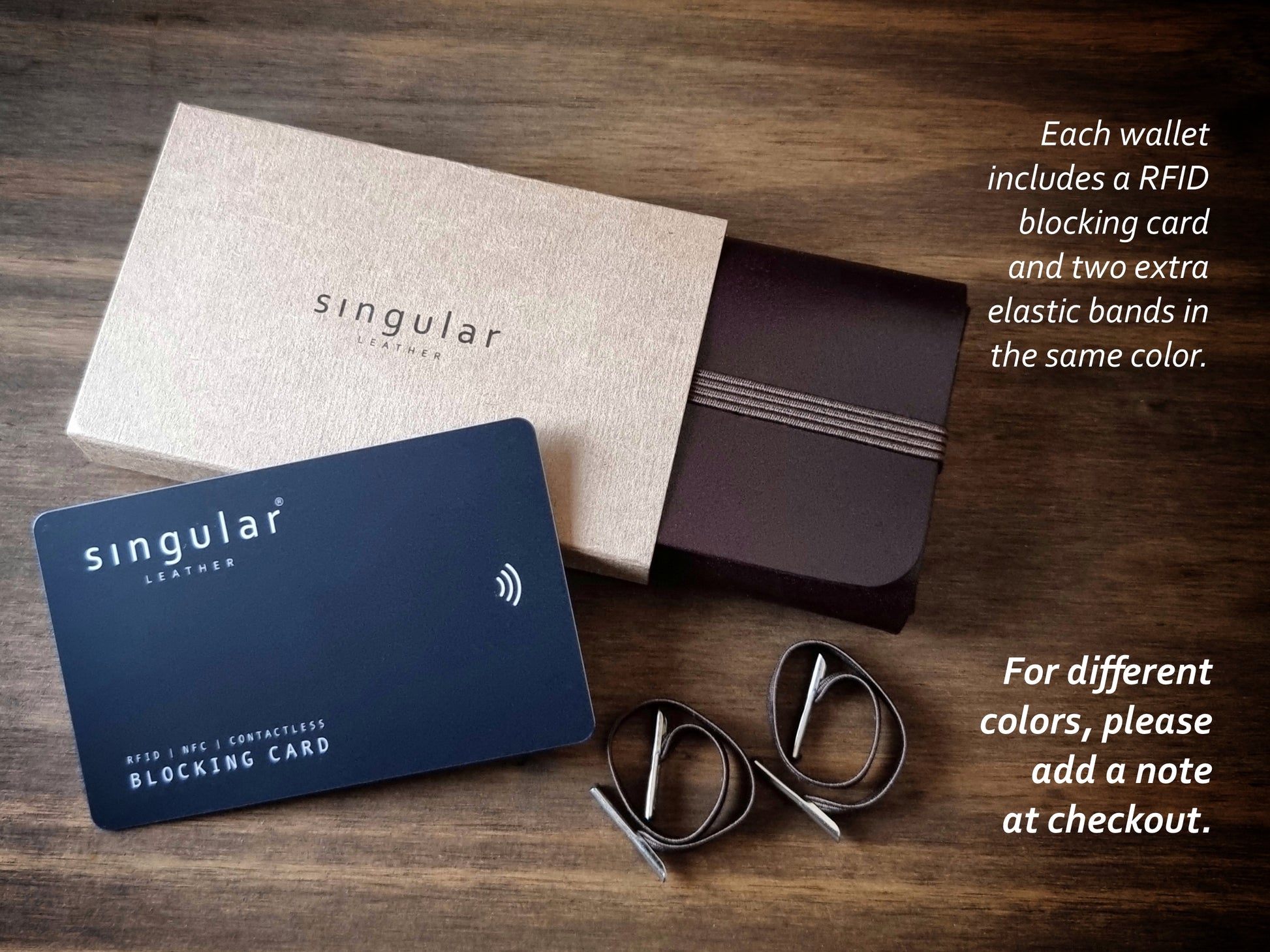 Conjunto de oferta com carteira Dark Brown, cartão RFID e caixa elegante