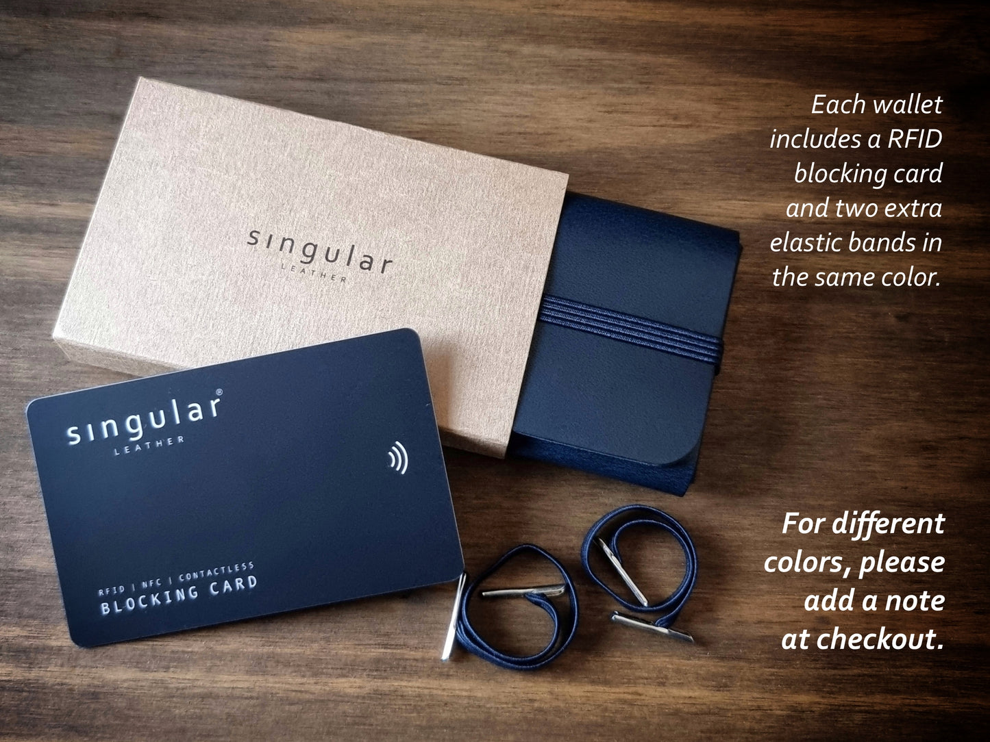 Conjunto de oferta com carteira Marine Blue, cartão RFID e caixa elegante