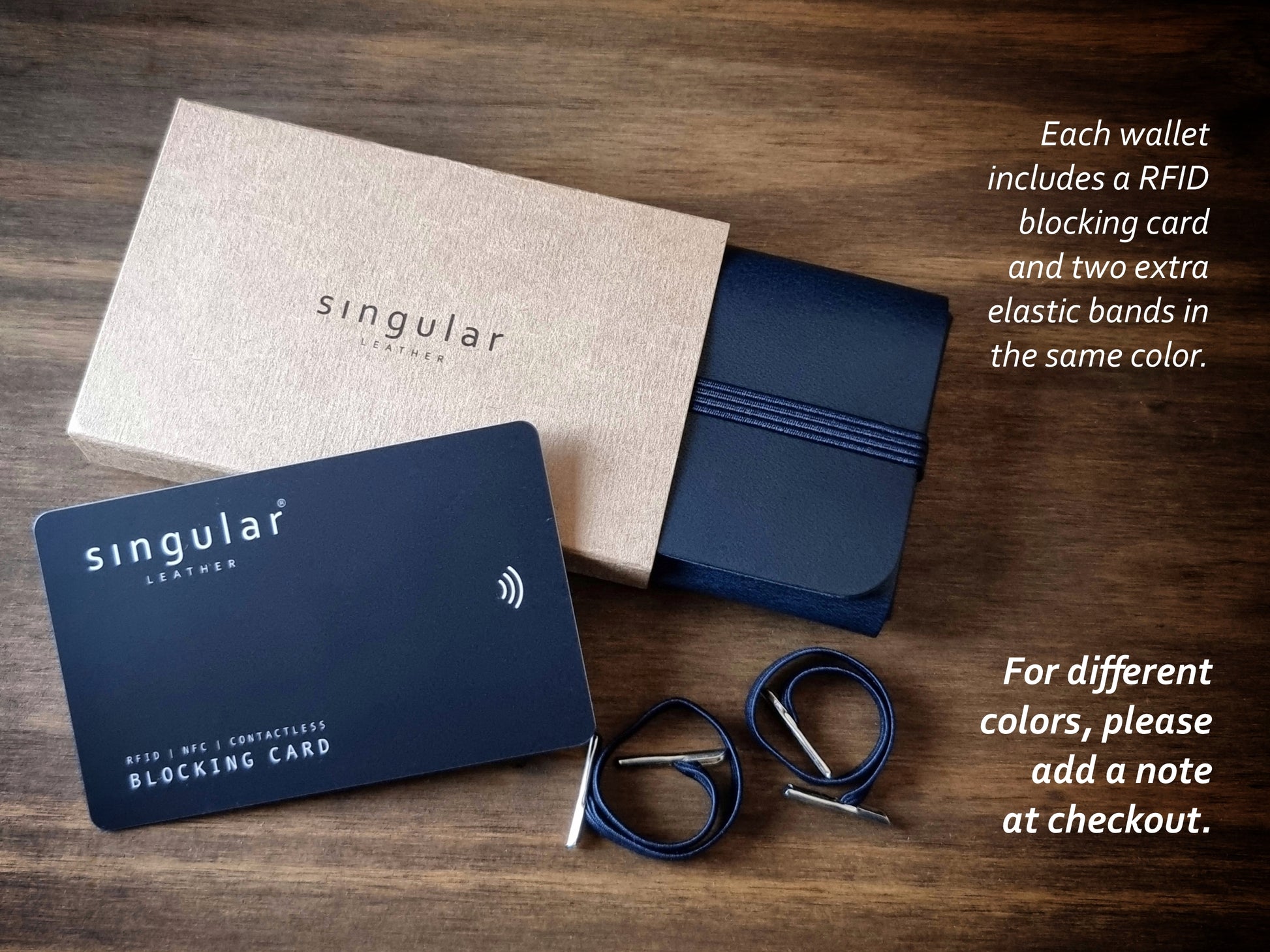 Conjunto de oferta com carteira Marine Blue, cartão RFID e caixa elegante